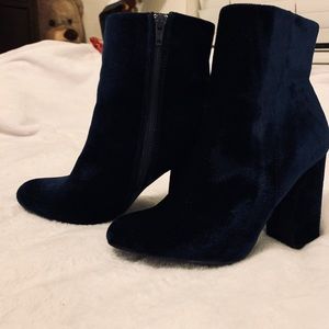 Midnight blue heeled boots